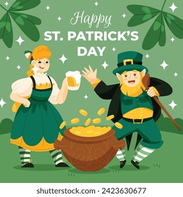 St. Patrick's Day Celebration. Happy Saint Patrick's Day background. March 17. Cartoon Vector illustration design for Poster, Banner, Flyer, Greeting, Card, Cover, Post, Invitation. Ireland Feast day.