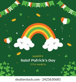 St. Patrick's Day Celebration. Happy Saint Patrick's Day background. March 17. Cartoon Vector illustration design for Poster, Banner, Flyer, Greeting, Card, Cover, Post, Invitation. Ireland Feast day.