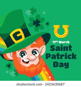 St. Patrick's Day Celebration. Happy Saint Patrick's Day background. March 17. Cartoon Vector illustration design for Poster, Banner, Flyer, Greeting, Card, Cover, Post, Invitation. Ireland Feast day.