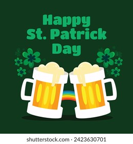 St. Patrick's Day Celebration. Happy Saint Patrick's Day background. March 17. Cartoon Vector illustration design for Poster, Banner, Flyer, Greeting, Card, Cover, Post, Invitation. Ireland Feast day.