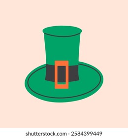 St. Patrick's Day celebration. Leprechaun hat vector illustration with green traditional Irish symbol. 