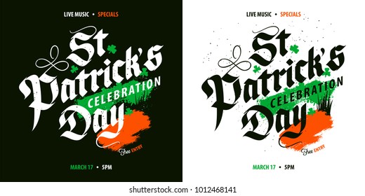 St. Patrick's Day-Plakatvorlage mit handgezeichneten Vintage-Buchstaben