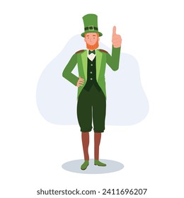 St Patrick's Day Celebration. Smiling Man in Leprechaun Costume doing thumb up