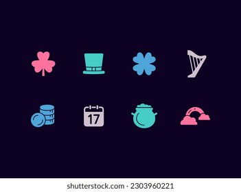 St. Patrick's Day celebration vector icon set. Irish icons.
