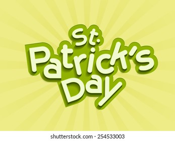 St. Patrick's Day celebrations background with stylish text on shiny green rays background.