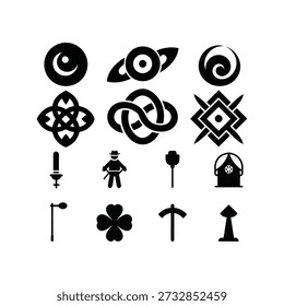 St Patrick's Day Celtic Knot Moon Planet Swirl Leprechaun Shamrock Cauldron Silhouettes Vector Pack