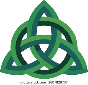 St. Patrick's Day celtic trinity knot green emblem vector illustration. Irish traditional holiday symbol isolated on white background.