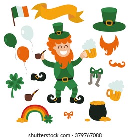 St Patrick's day character cartoon set. St Patrick's day template isolated set. St Patrick's day set design icon.