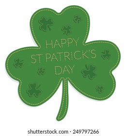 st patricks day clover decoration with embroidered lettering