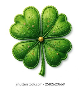 st patricks day clover decoration with embroidered vector illustration  white background
