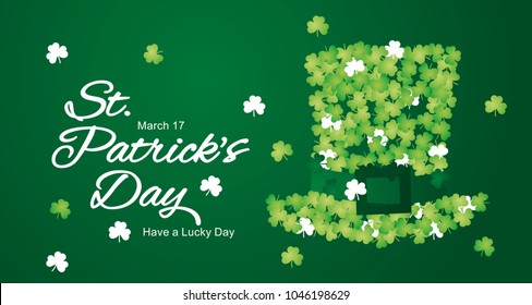 St Patrick's Day clover hat green white Saint Patrick holiday greeting card