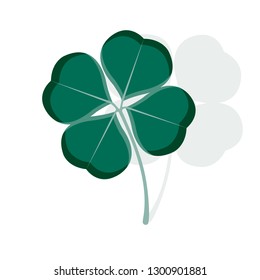 St Patricks Day clover icon flat, sign. Vector Illustration. 
