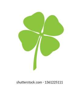 St Patricks Day clover icon flat, sign. Vector Illustration.