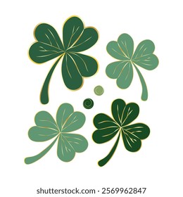 St Patrick's Day Clover Leaf Shamrock Illustration Green and Golden 