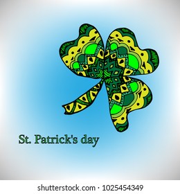 St. Patrick's Day with clover leaves. Vector illustration.