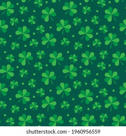 St. Patrick's Day Clover seamless pattern. Vector illustration. green clover on green background. symbol pattern.
