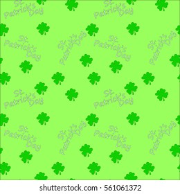 St Patrick's Day Clover seamless pattern. Vector illustration for lucky spring design with shamrock. Green clover. Ireland symbol pattern. Irish decor for web site.