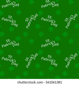 St Patrick's Day Clover seamless pattern. Vector illustration for lucky spring design with shamrock. Green clover. Ireland symbol pattern. Irish decor for web site.