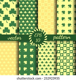 St. Patrick's Day. Clover - set of seamless patterns.