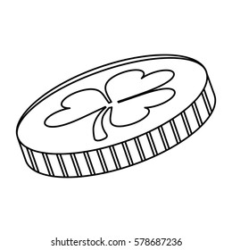 st patricks day coin treasure with clover thin line