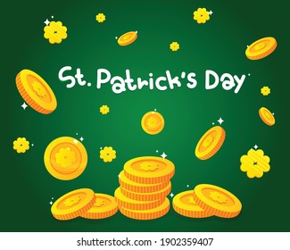 St. patrick's day coins Golden cartoon illustration