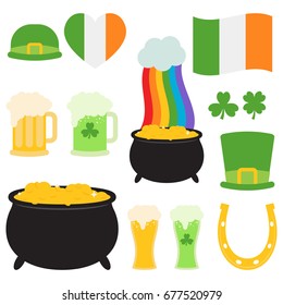 St. Patrick's Day Collection In White Background