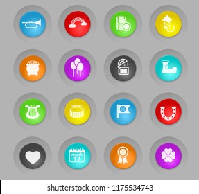 st patricks day colored plastic round buttons vector icons for web and user interface design