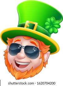 A St Patricks Day cool Leprechaun cartoon character wearing shades or sunglasses