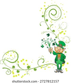Día de San Patricio Esquina del día de San Patricio con trébol y duende