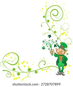 Día de San Patricio Esquina del día de San Patricio con trébol y duende