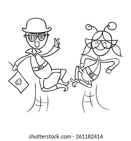 St. Patrick's Day, costumes for the celebration, doodle