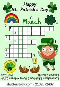 St Patrick's day crossword with keyword and answer vector illustration