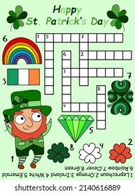 St. Patrick's Day crossword for kids with answer vector illustration
