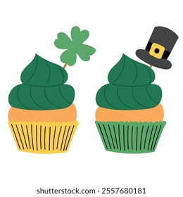 St Patrick's day cupcake. Shamrock cupcake. Ireland Feast day