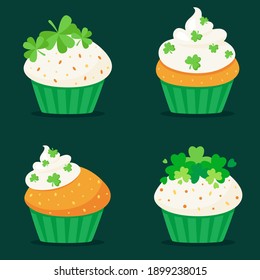 St. Patrick's Day cupcakes. Vector illustration