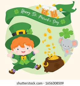 St. Patrick's Day Cute Cartoon Vector Illustration