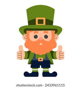 St. Patrick's Day. Cute cartoon leprechaun on isolated background. Vector