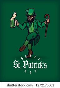 St. Patrick's day dancing leprechaun vector illustration