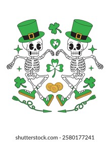 St Patrick's Day Dancing Skeleton T-shirt Design