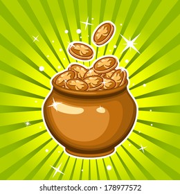 St. Patrick's day design with cauldron and gold coins