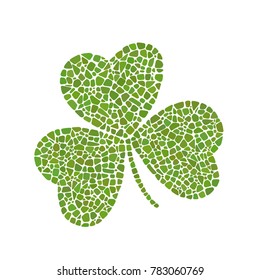 St. Patrick's Day design element with clover on on white background. Clover mosaic icon. 