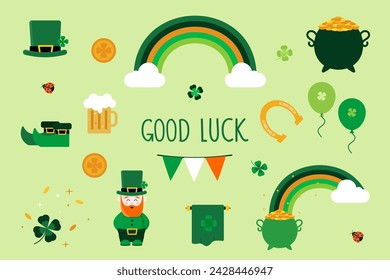 St. Patrick's Day design elements set. Flat design style.