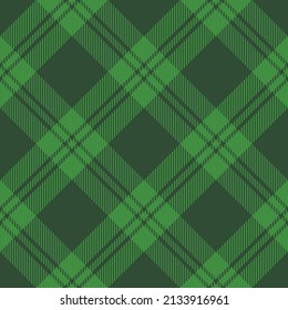 St. Patricks Day dioganal Tartan plaid. Schottisches Muster in grünem und dunkelgrünem Käfig. Schottischer Käfig. Traditioneller schottischer, karierter Hintergrund. Nahtlose Textur. Vektorgrafik