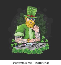 ST. PATRICK'S DAY DJ NIGHT PARTY TATTOO ARTWORK VECTOR
