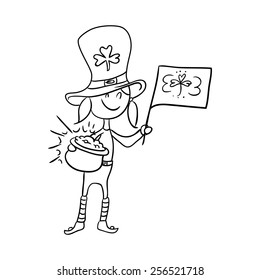 St. Patrick's Day, doodle character dressed as an elf