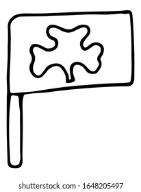 St. Patrick's Day, doodle flag with clover. Hand-drawn vector illustration isolated on white background.