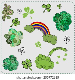 St Patrick's Day Doodle Icon Set Vector Design Elements 