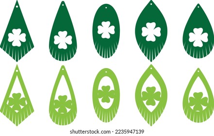 St Patrick's Day Earrings, Shamrock Earrings, Green Clover, So Lucky, Shamrock, Lucky Clover Vector Illustration Files