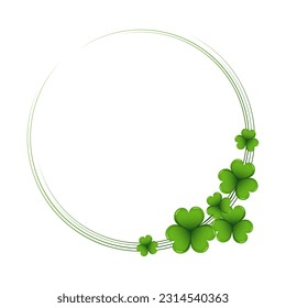 St. Patrick's Day, elegant oval frame with shamrock leaves and congratulatory text. Postcard, banner, vector	
