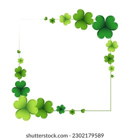 St. Patrick's Day, elegant square frame with shamrock leaves. Postcard, banner, vector	
